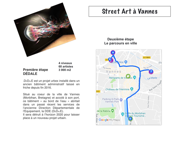 Plan du parcours street art à Vannes